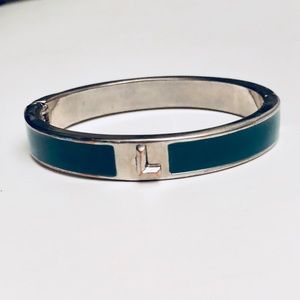 Teal “L” initial enamel bangle